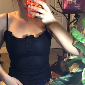 Reformation Black linen tank top